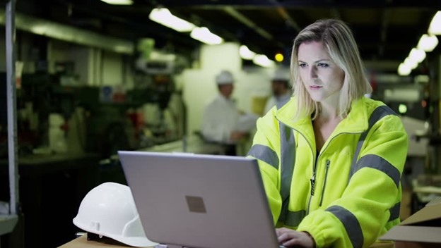 woman doing research on computer